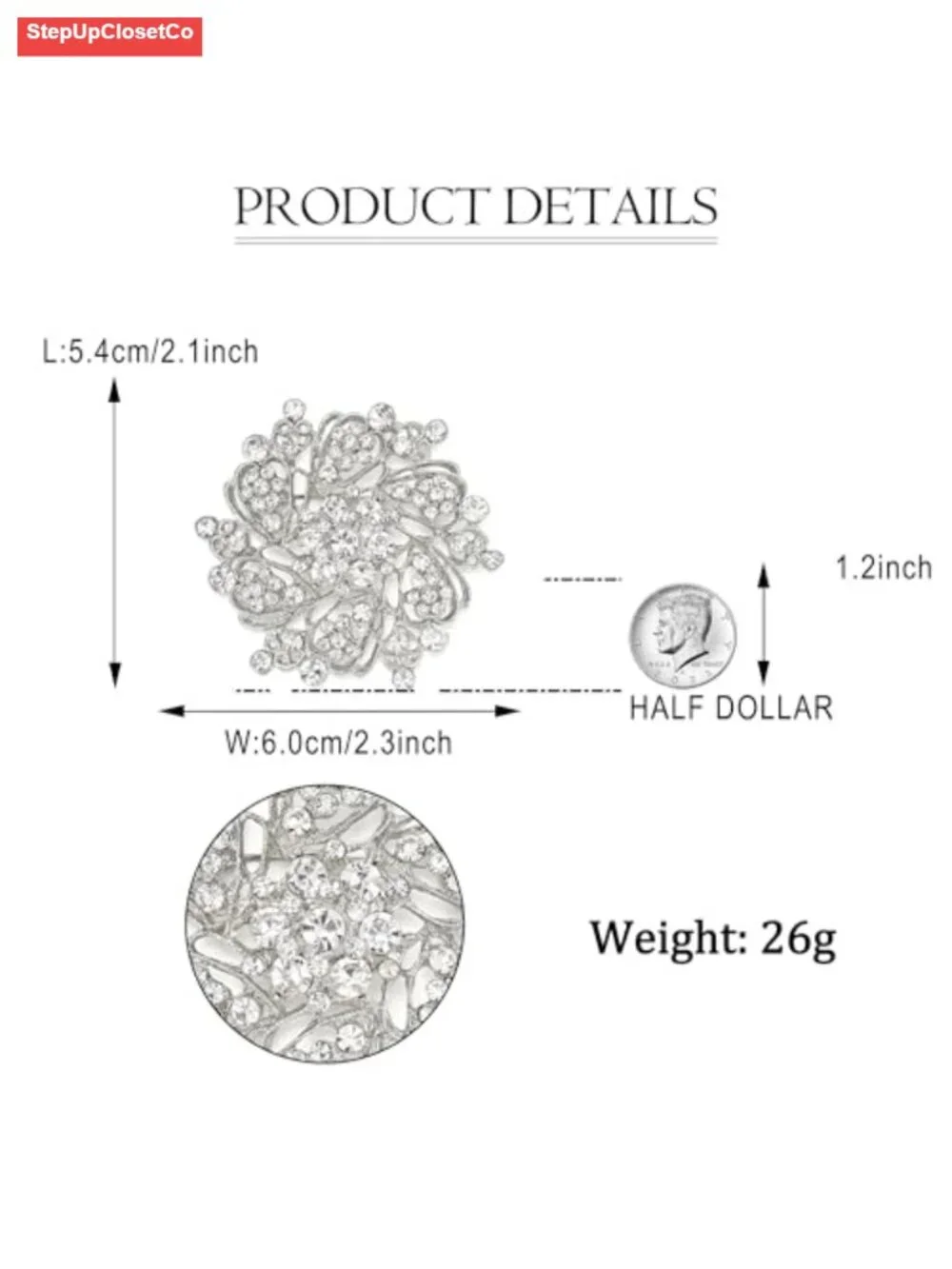 Crystal Flower Wreath Brooch Pin for Women Elegant Wedding Jewelry